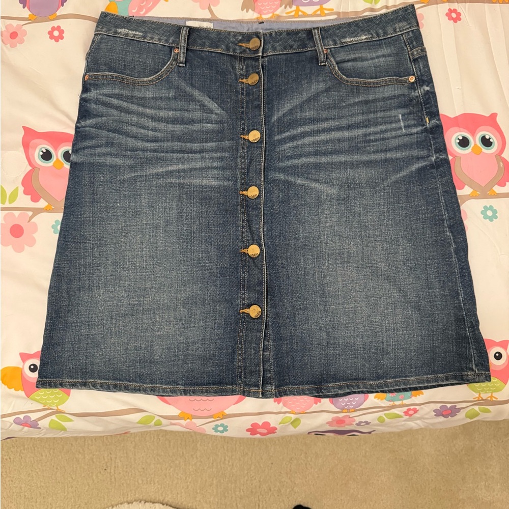 Gap 1969 Blue button up Knee-Length A-Line Jean Skirt